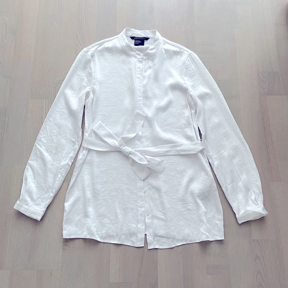 A|X Armani Exchange Classy Button Down Blouse w/ Waist Tie